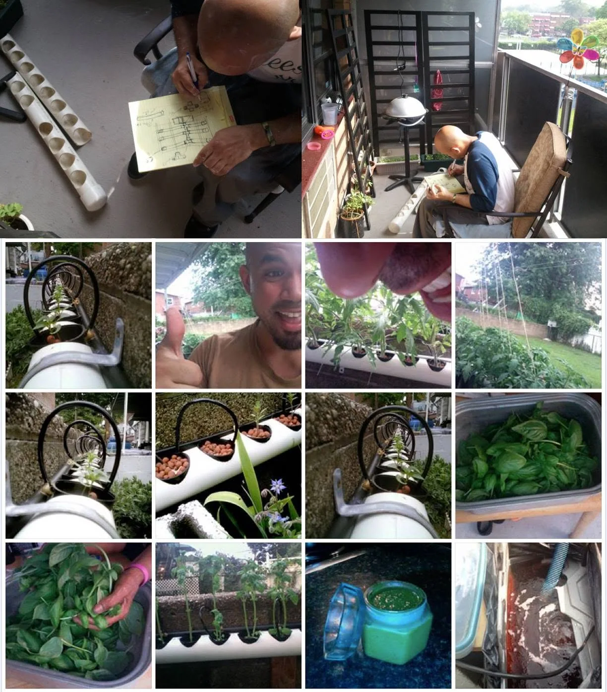 A compact hydroponic system designed for an urban home, built for a third-floor balcony in the Bronx.