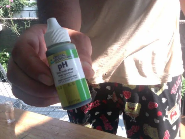 The pH test kit used to check the reservoir.