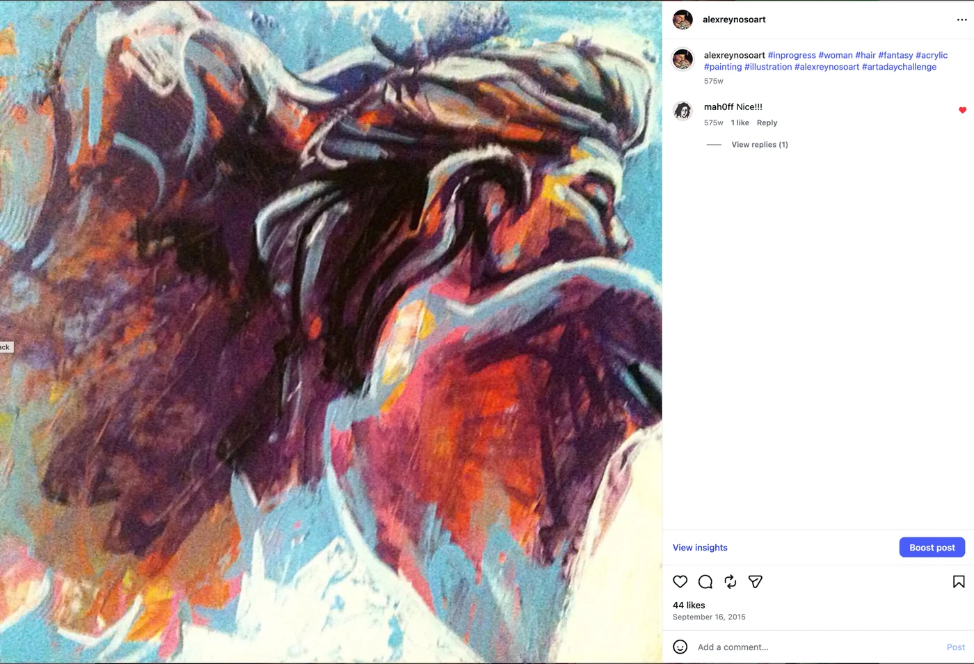 Instagram archive showing It's Her Life in progress in September 2015