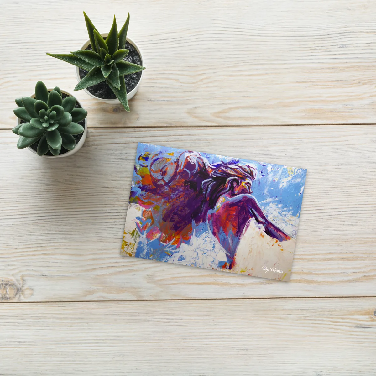 It's Her Life 4 by 6 art postcard displayed on a desk